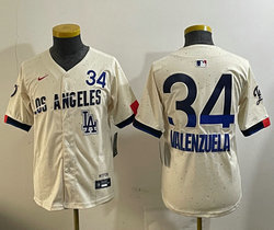 Youth Nike Los Angeles Dodgers #34 Fernando Valenzuela City 34 Front The number is above the name Jersey