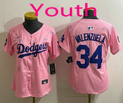 Youth Nike Los Angeles Dodgers #34 Fernando Valenzuela Pink 2025 Tokyo Series Stitched MLB Jersey