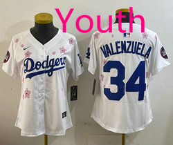 Youth Nike Los Angeles Dodgers #34 Fernando Valenzuela White 2025 Tokyo Series Jersey