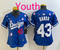 Youth Nike Los Angeles Dodgers #43 Anthony banda Blue 2025 Tokyo Series Stitched MLB Jersey