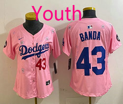 Youth Nike Los Angeles Dodgers #43 Anthony banda Pink 2025 Tokyo Series Jersey