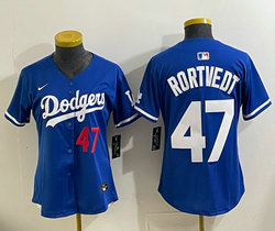 Youth Nike Los Angeles Dodgers #47 Ben Rortvedt Blue 47 front MLB Jersey
