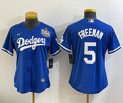 Youth Nike Los Angeles Dodgers #5 Freddie Freeman Blue 2024 World Series Baseball Jersey
