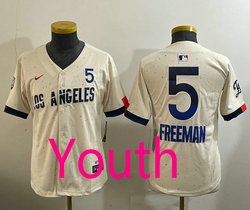Youth Nike Los Angeles Dodgers #5 Freddie Freeman City 5 Front The number is above the name Jersey