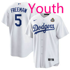 Youth Nike Los Angeles Dodgers #5 Freddie Freeman White 2024 World Series Baseball Jersey