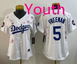 Youth Nike Los Angeles Dodgers #5 Freddie Freeman White 2025 Tokyo Series Jersey