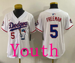 Youth Nike Los Angeles Dodgers #5 Freddie Freeman White Hello Kitty Jersey