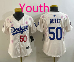 Youth Nike Los Angeles Dodgers #50 Mookie Betts Cream 2025 Tokyo Series Stitched MLB Jersey