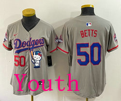 Youth Nike Los Angeles Dodgers #50 Mookie Betts Gray Hello Kitty Night Jersey
