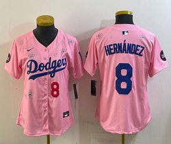 Youth Nike Los Angeles Dodgers #8 Enrique Hernández Pink 2025 Tokyo Series Jersey