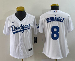 Youth Nike Los Angeles Dodgers #8 Enrique Hernandez White Stitched Baseball Jersey