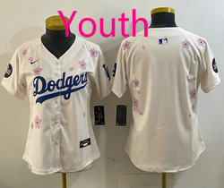 Youth Nike Los Angeles Dodgers Blank Cream 2025 Tokyo Series Stitched MLB Jersey