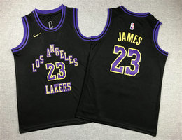Youth Nike Los Angeles Lakers #23 Lebron James Black 23-24 City Authentic Stitched NBA Jersey