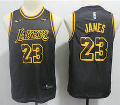 Youth Nike Los Angeles Lakers #23 Lebron James Black City Game Authentic Stitched NBA Jersey 