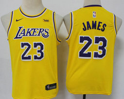 Youth Nike Los Angeles Lakers #23 Lebron James Gold 2020-21 Game Authentic Stitched NBA Jersey