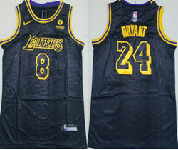 Youth Nike Los Angeles Lakers #24 Kobe Bryant #8 Black Gold Authentic Stitched NBA Jersey