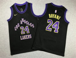 Youth Nike Los Angeles Lakers #24 Kobe Bryant Black 23-24 City Authentic Stitched NBA Jersey