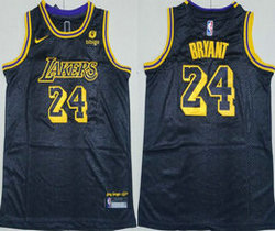 Youth Nike Los Angeles Lakers #24 Kobe Bryant Black Gold Authentic Stitched NBA Jersey