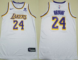 Youth Nike Los Angeles Lakers #24 Kobe Bryant White 2023 With Advertising Authentic Stitched NBA Jersey