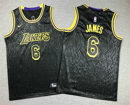 Youth Nike Los Angeles Lakers #6 Lebron James Black City Authentic Stitched NBA Jersey