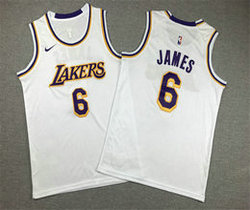 Youth Nike Los Angeles Lakers #6 Lebron James White Authentic Stitched NBA Jersey