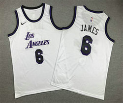 Youth Nike Los Angeles Lakers #6 Lebron James White City Authentic Stitched NBA Jersey