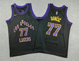 Youth Nike Los Angeles Lakers #77 Luka Doncic Black 2024 City Basketball Jersey