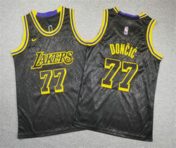 Youth Nike Los Angeles Lakers #77 Luka Doncic Black Snake City Basketball Jersey