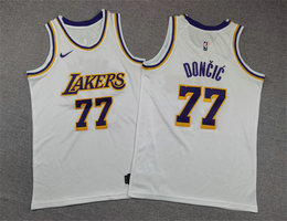 Youth Nike Los Angeles Lakers #77 Luka Doncic White Basketball Jersey