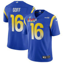 Youth Nike Los Angeles Rams #16 Jared Goff Royal 2022 Super Bowl LVI Patch Vapor Untouchable Authentic Stitched NFL Jerseys