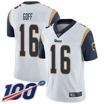 Youth Nike Los Angeles Rams #16 Jared Goff With NFL 100th Season Patch White Vapor Untouchable Authentic Stitched NFL Jersey