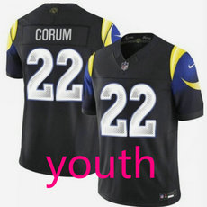 Youth Nike Los Angeles Rams #22 Blake Corum 2025 Black Rivalries NFL jersey