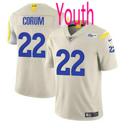 Youth Nike Los Angeles Rams #22 Blake Corum Cream 2024 Draft Vapor Untouchable Football Jersey