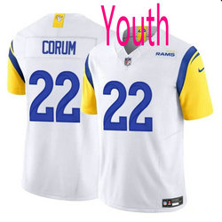 Youth Nike Los Angeles Rams #22 Blake Corum White 2024 Draft F.U.S.E Football Jersey
