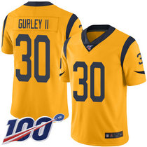 Youth Nike Los Angeles Rams #30 Todd Gurley II With NFL 100th Season Patch Gold Authentic stitched NFL jersey