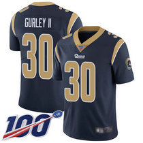 Youth Nike Los Angeles Rams #30 Todd Gurley II With NFL 100th Season Patch Navy Blue Vapor Untouchable Authentic Stitched NFL Jersey