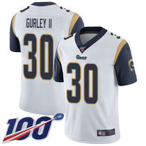 Youth Nike Los Angeles Rams #30 Todd Gurley II With NFL 100th Season Patch White Vapor Untouchable Authentic Stitched NFL Jersey