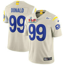 Youth Nike Los Angeles Rams #99 Aaron Donald Cream 2022 Super Bowl LVI Patch Vapor Untouchable Authentic Stitched NFL Jerseys