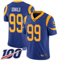 Youth Nike Los Angeles Rams #99 Aaron Donald With NFL 100th Season Patch Royal Blue Vapor Untouchable Authentic Stitched NFL Jersey