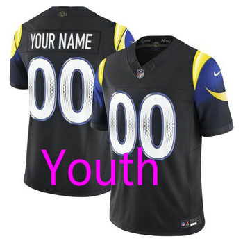 Youth Nike Los Angeles Rams Custom Black Rivalries Authentic stitched NFL jersey
