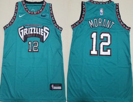 Youth Nike Memphis Grizzlies #12 Ja Morant Green With Advertising Authentic Stitched NBA Jersey