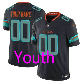 Youth Nike Miami Dolphins Custom Black Rivalries Authentic stitched NFL jersey