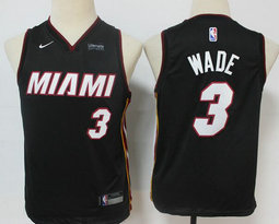 Youth Nike Miami Heat #3 Dwyane Wade Black 2020-21 Authentic Stitched NBA jersey