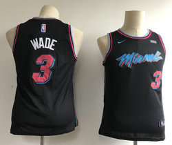 Youth Nike Miami Heat #3 Dwyane Wade Black Game City Authentic Stitched NBA jersey