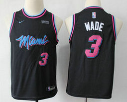 Youth Nike Miami Heat #3 Dwyane Wade Black Game City Authentic Stitched NBA jersey