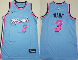 Youth Nike Miami Heat #3 Dwyane Wade Blue With Advertising Authentic Stitched NBA Jersey