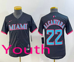 Youth Nike Miami Marlins #22 Sandy Alcantara Black Joint MLB Jersey
