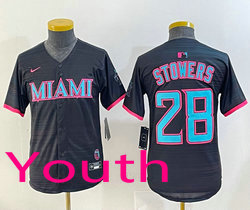 Youth Nike Miami Marlins #28 Kyle Stowers Joint MLB Jersey