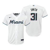 Youth Nike Miami Marlins #31 Caleb Smith White Game Authentic Stitched MLB Jersey