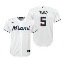 Youth Nike Miami Marlins #5 Jon Berti White Game Authentic Stitched MLB Jersey